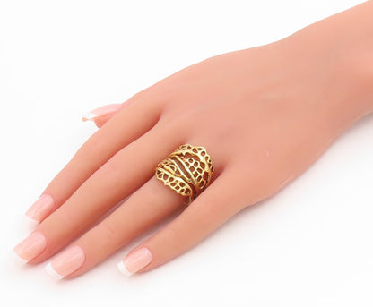 925 Sterling Silver Vintage Ring Gold Plated Openwork Multi Band Sz 9.5 RG36228