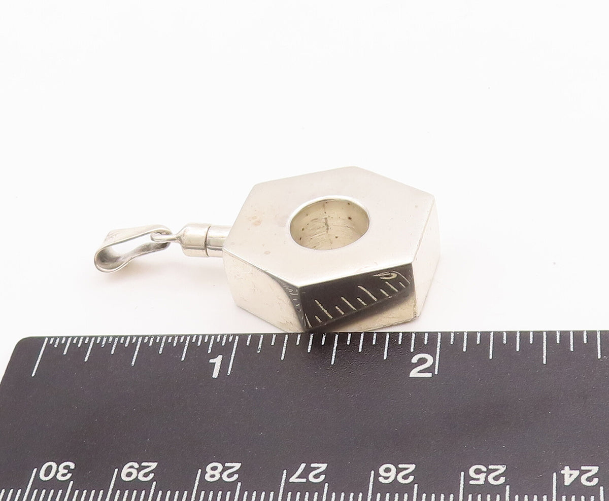 925 Sterling Silver Vintage Pendant MEXICO Cutout Bolt Bottle (OPENS)  PT23206