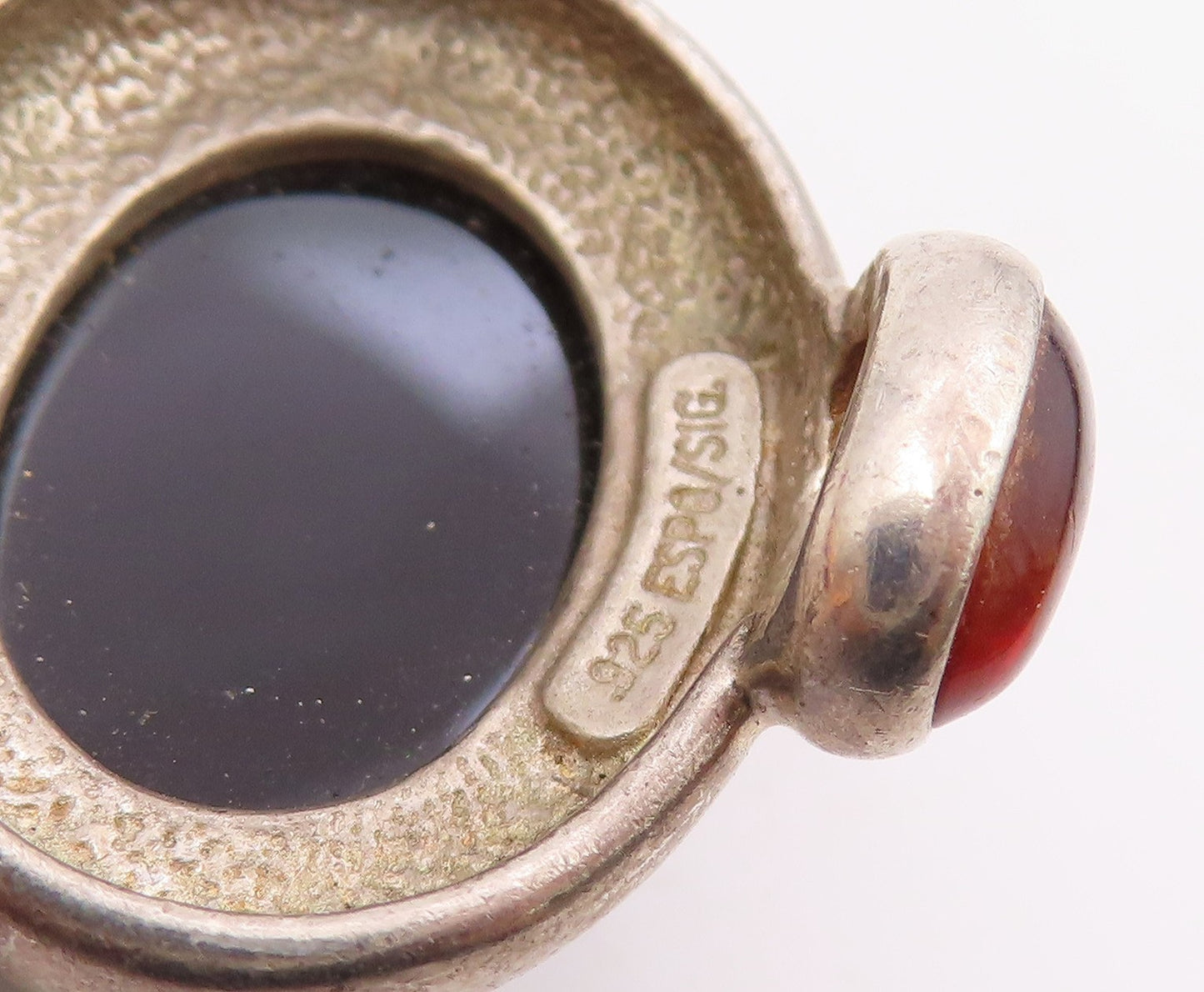 ESPO SIG 925 Sterling Silver  Vintage Cabochon Cut Black Onyx Pendant  PT17049
