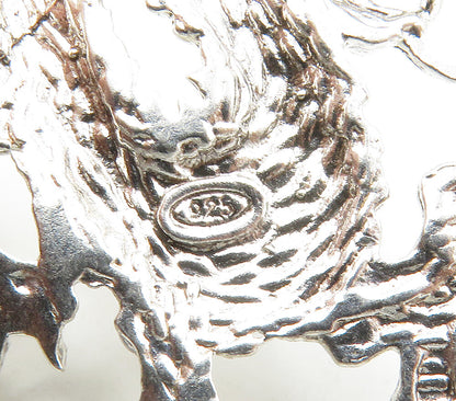 925 Sterling Silver  Vintage Shiny Diamond Cut Dragon Motif Pendant  PT12533
