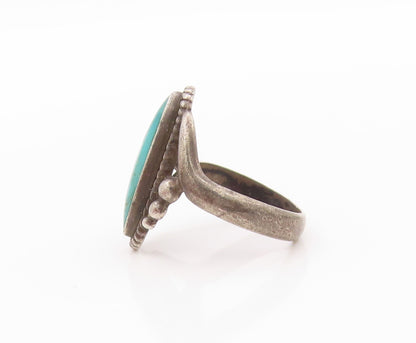 925 Sterling Silver Vintage Ring SOUTHWESTERN Antique Turquoise Sz 6 RG32545