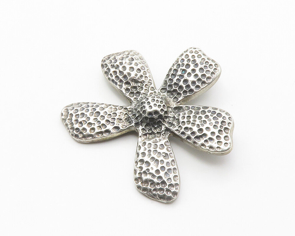 925 Sterling Silver  Vintage Hammered Single Flower Motif Pendant  PT11100