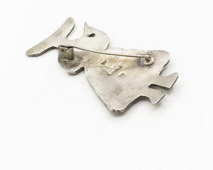 925 Sterling Silver  Vintage Antique Woman In Dress & Hat Brooch Pin  BP3938