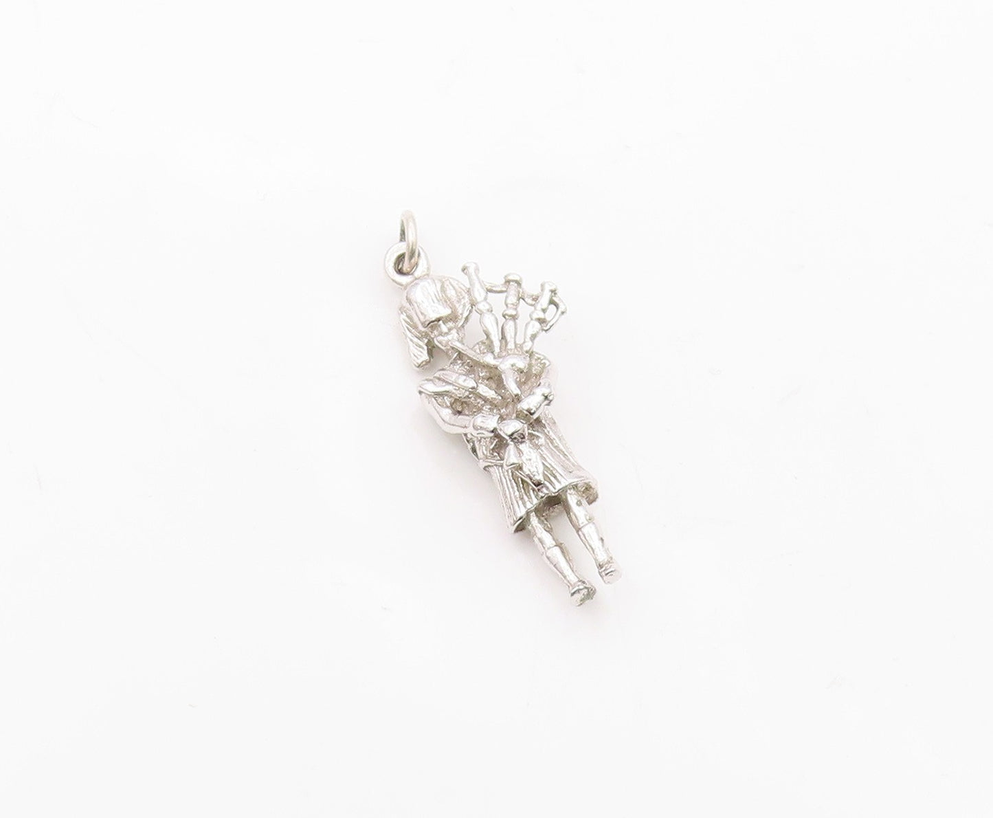 925 Silver  Vintage Bagpiper Playing Scottish Instrument Pendant  PT20069