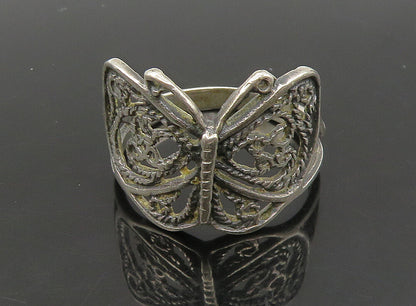 925 Sterling Silver  Vintage Swirl Twist Butterfly Band Ring Sz 9  RG23605
