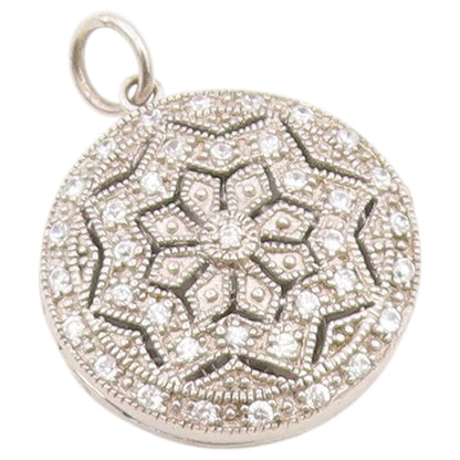 925 Sterling Silver Vintage Pendant Topaz Floral Mandala Charm OPENS  PT26363