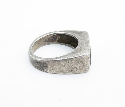 925 Sterling Silver  Vintage Inlaid Jasper Square Dome Band Ring Sz 7  RG6292