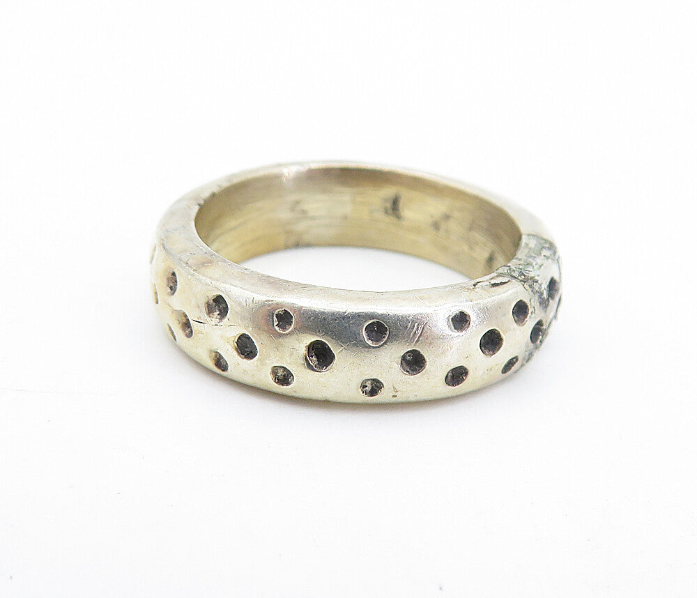 925 Sterling Silver Vintage Dotted Pattern Round Band Ring Sz 6.5 RG6889