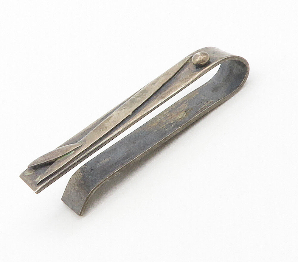 925 Sterling Silver  Vintage Dark Tone Raised Detail Tie Clip  TR2094