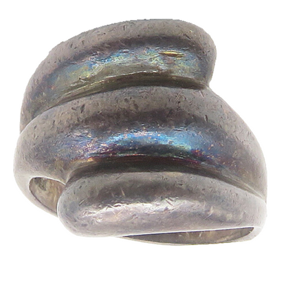 925 Sterling Silver  Vintage Oxidized Fluted Bypass Band Ring Sz 6  RG10294
