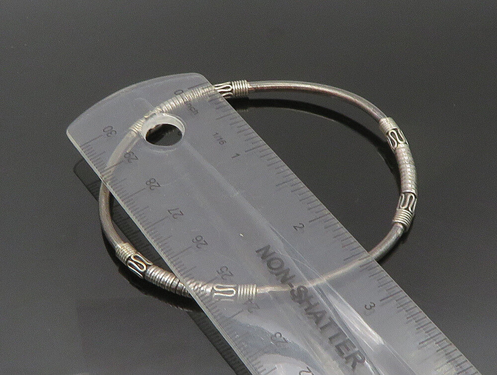 BALI 925 Sterling Silver Vintage Swirl Wire Wrapped Bangle Bracelet BT1196