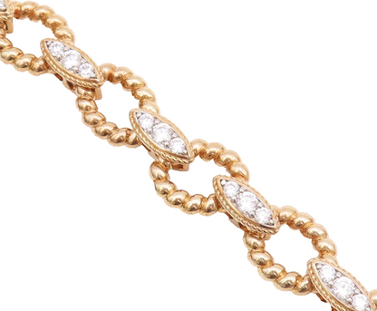 925 Sterling Silver Vintage Bracelet Gold Plated Rope Rings Carved CZ  BT10504