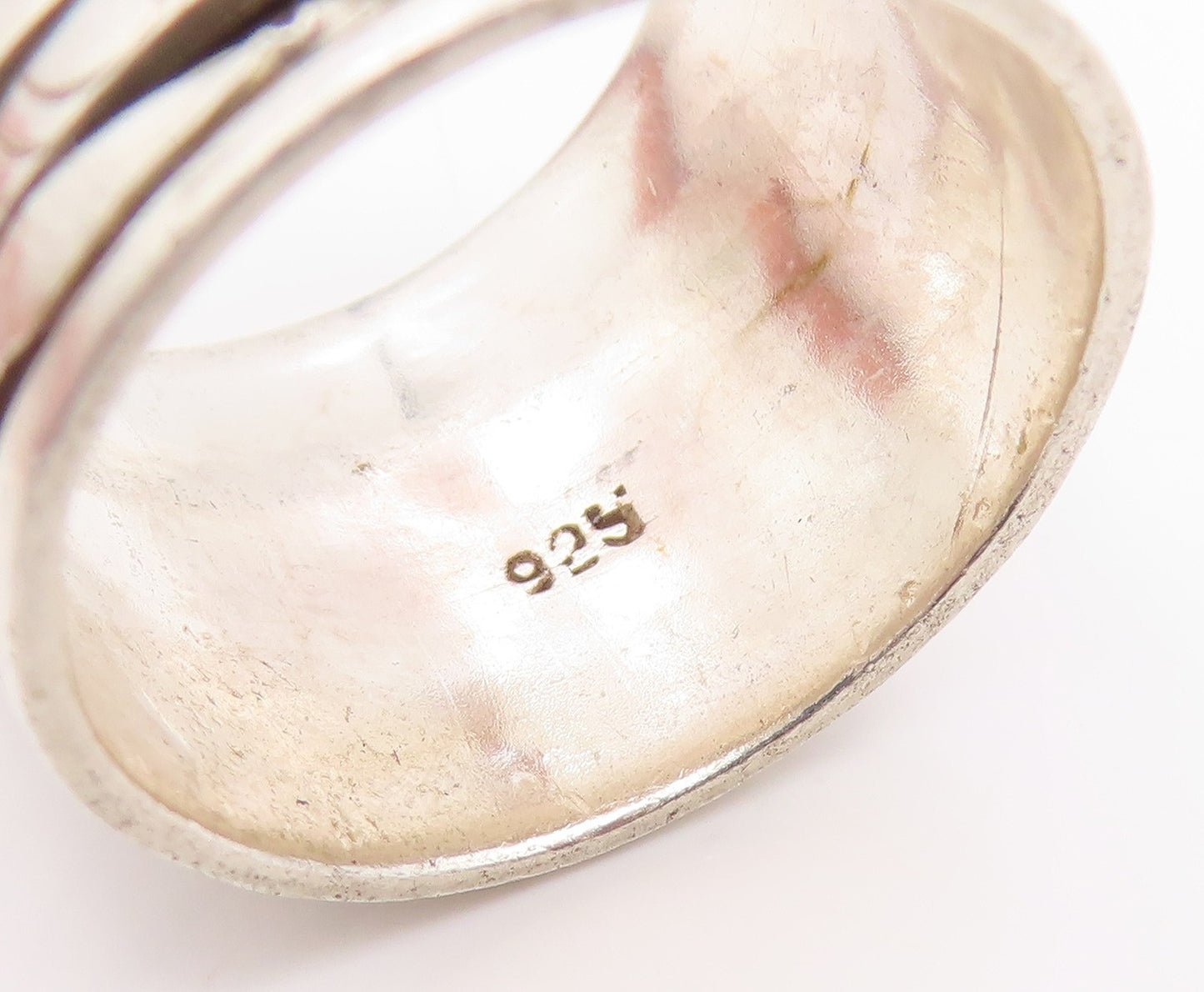 925 Sterling Silver Vintage Ring Etched Meditation Spinner Band  Sz 7.5  RG35109