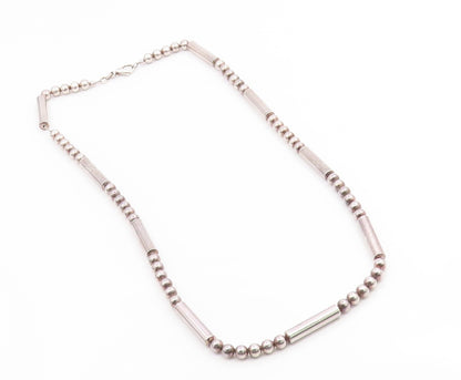 925 Sterling Silver Vintage Necklace Modernist Geometric Bead Bar Chain  NE4829
