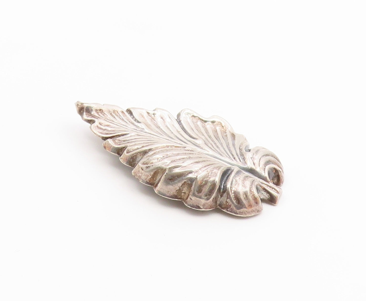 DANECRAFT 925 Sterling Silver  Vintage Shiny Floral Leaf Brooch Pin  BP8817