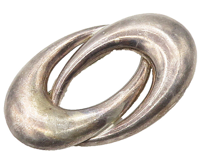 925 Sterling Silver  Vintage Smooth Dark Tone Orbit Design Brooch Pin  BP6274