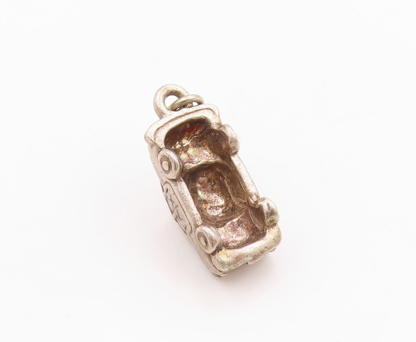 925 Sterling Silver Vintage Pendant 3D Carved New York Taxi Charm  PT24676