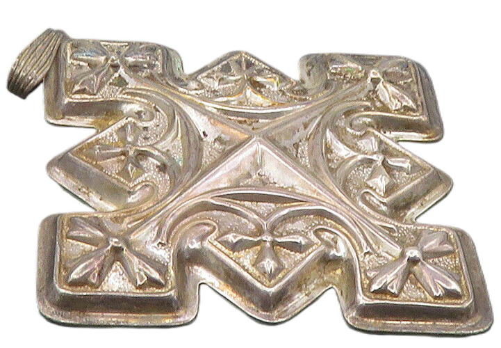 REED & BARTON 925 Silver  Vintage Dark Tone Christmas Cross Pendant  PT7879