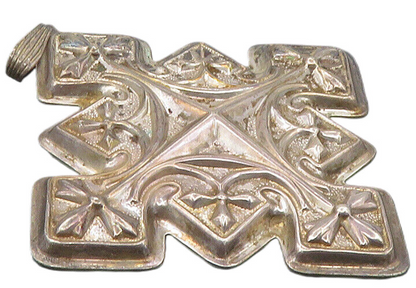 REED & BARTON 925 Silver  Vintage Dark Tone Christmas Cross Pendant  PT7879