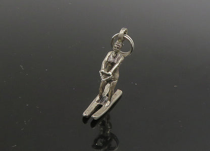 925 Sterling Silver  Vintage Petite Shiny Water Skiing Person Pendant  PT19088