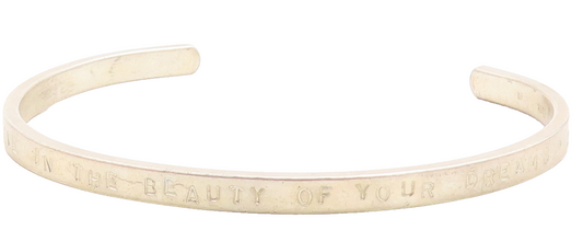 925 Sterling Silver  Believe In Your Dreams Etched Thin Cuff Bracelet  BT1485