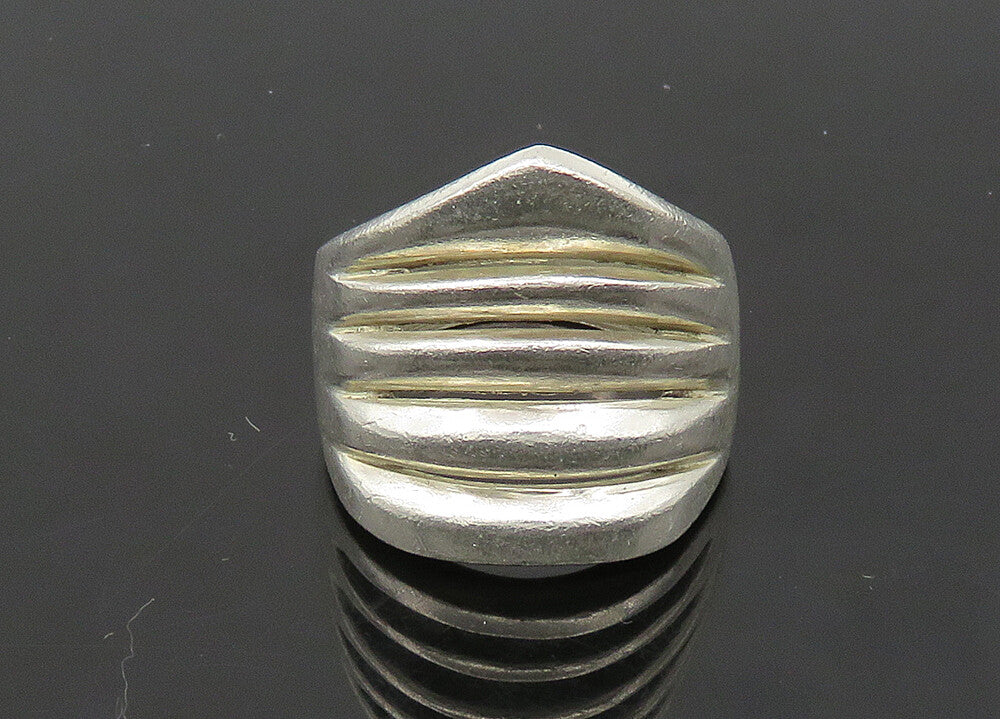 MEXICO 925 Sterling Silver  Vintage Shiny Fluted Band Ring Sz 8  RG21232