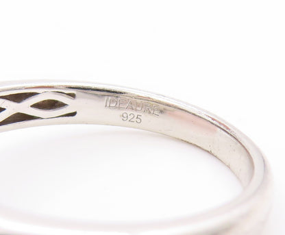 925 Sterling Silver Vintage Ring CZ Two Tone Statement Band  Sz 10.5  RG33708