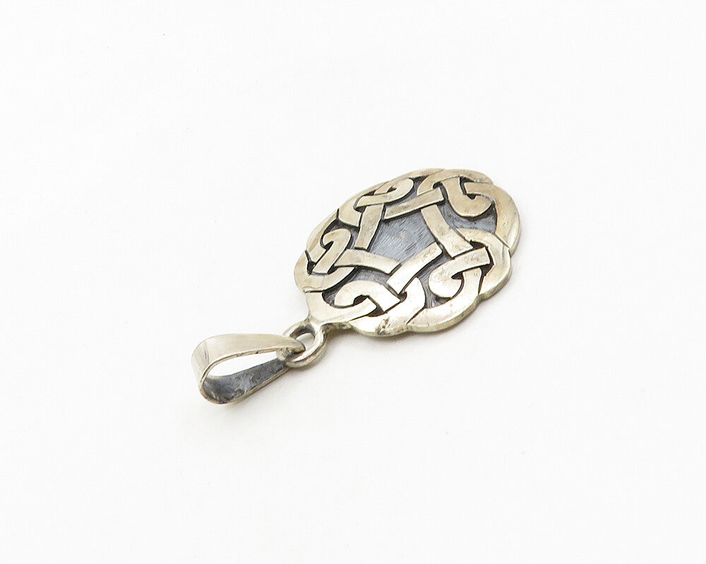 MEXICO 925 Sterling Silver  Vintage Oxidized Knot Pattern Pendant  PT15175