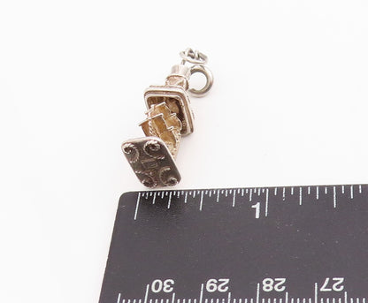 925 Sterling Silver Vintage Pendant 3D Miniature Potbelly Stove Charm  PT25244