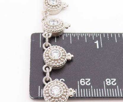 925 Sterling Silver Vintage Necklace JUDITH RIPKA CZ Beaded Halo Choker  NE4923