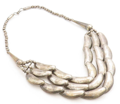 925 Sterling Silver  Vintage Antique Dark Tone Beaded Chain Necklace  NE1488