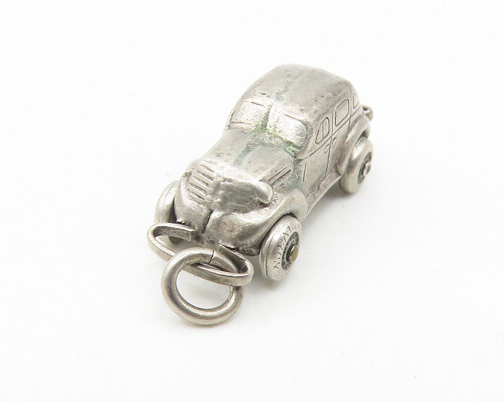 925 Sterling Silver  Vintage Shiny Petite Old Fashioned Car Pendant  PT9380