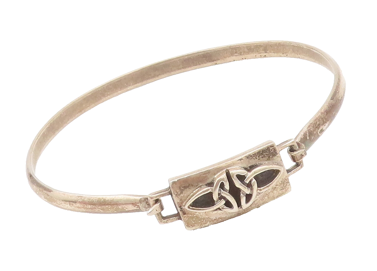 925 Sterling Silver Vintage Bracelet Minimalist Celtic Carved Bangle  BT10418