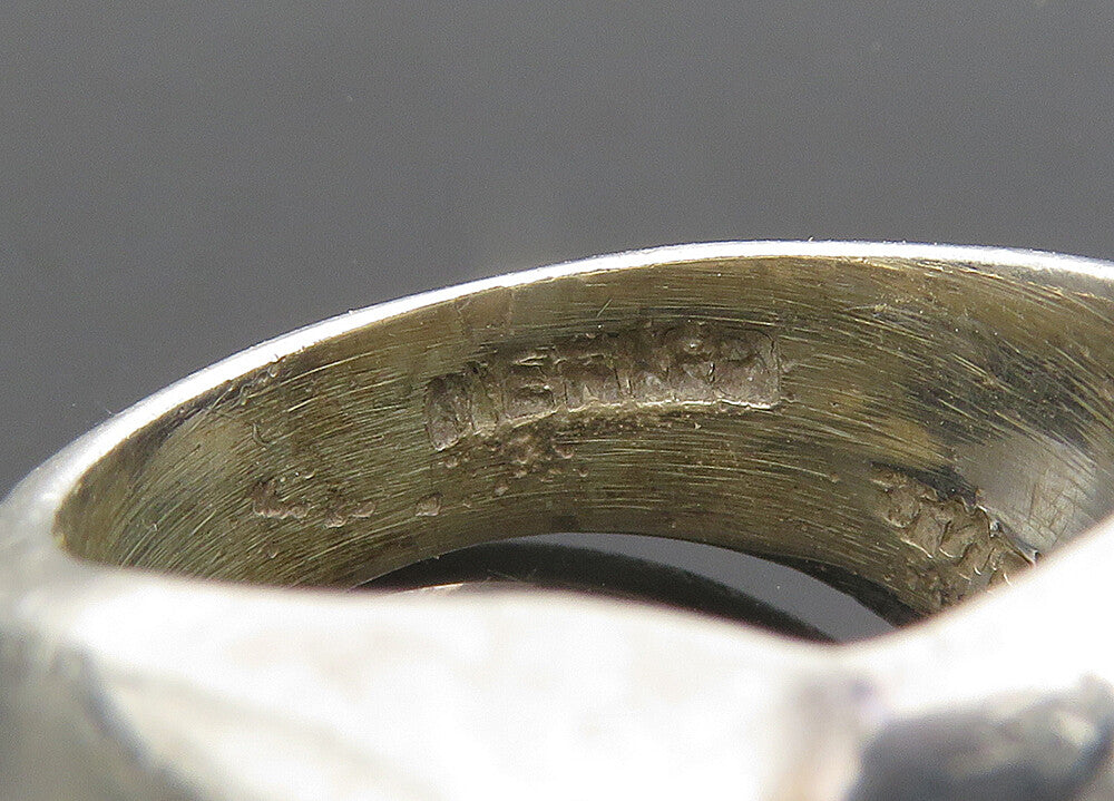 MEXICO 925 Sterling Silver  Vintage Sculpted Shiny Band Ring Sz 6  RG21942