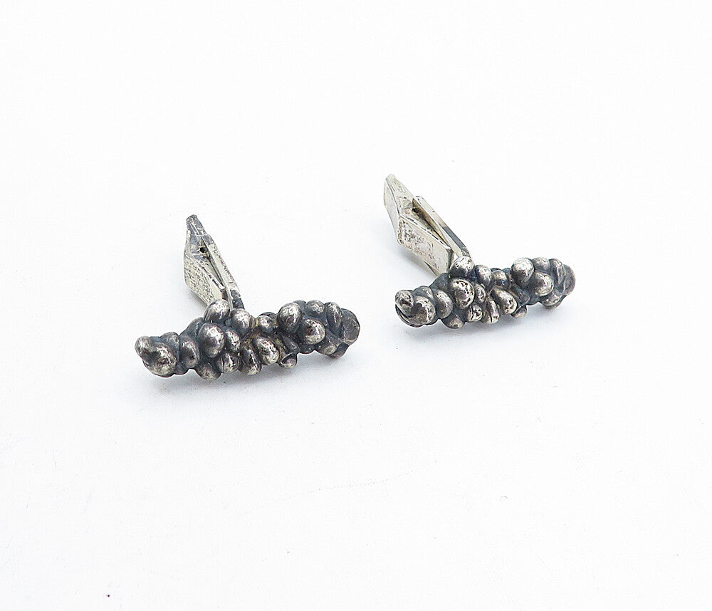 925 Sterling Silver  Vintage Antique Oxidized Sculpted Cuff Links  TR1085