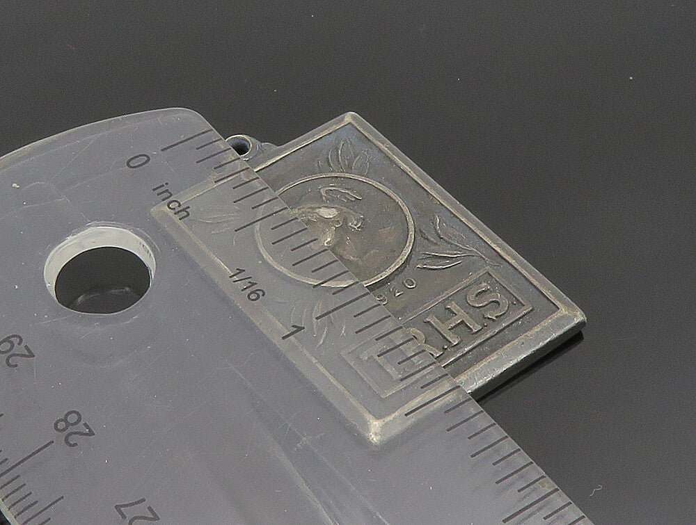 925 Sterling Silver  Vintage Antique 1920 TRHS Rectangle Pendant  PT20871