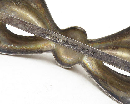 MEXICO 925 Sterling Silver  Vintage Dark Tone Bow Tied Ribbon Clip  TR1709