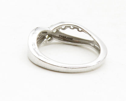 925 Sterling Silver  Graduated White Topaz Shiny Round Band Ring Sz 8  RG12936
