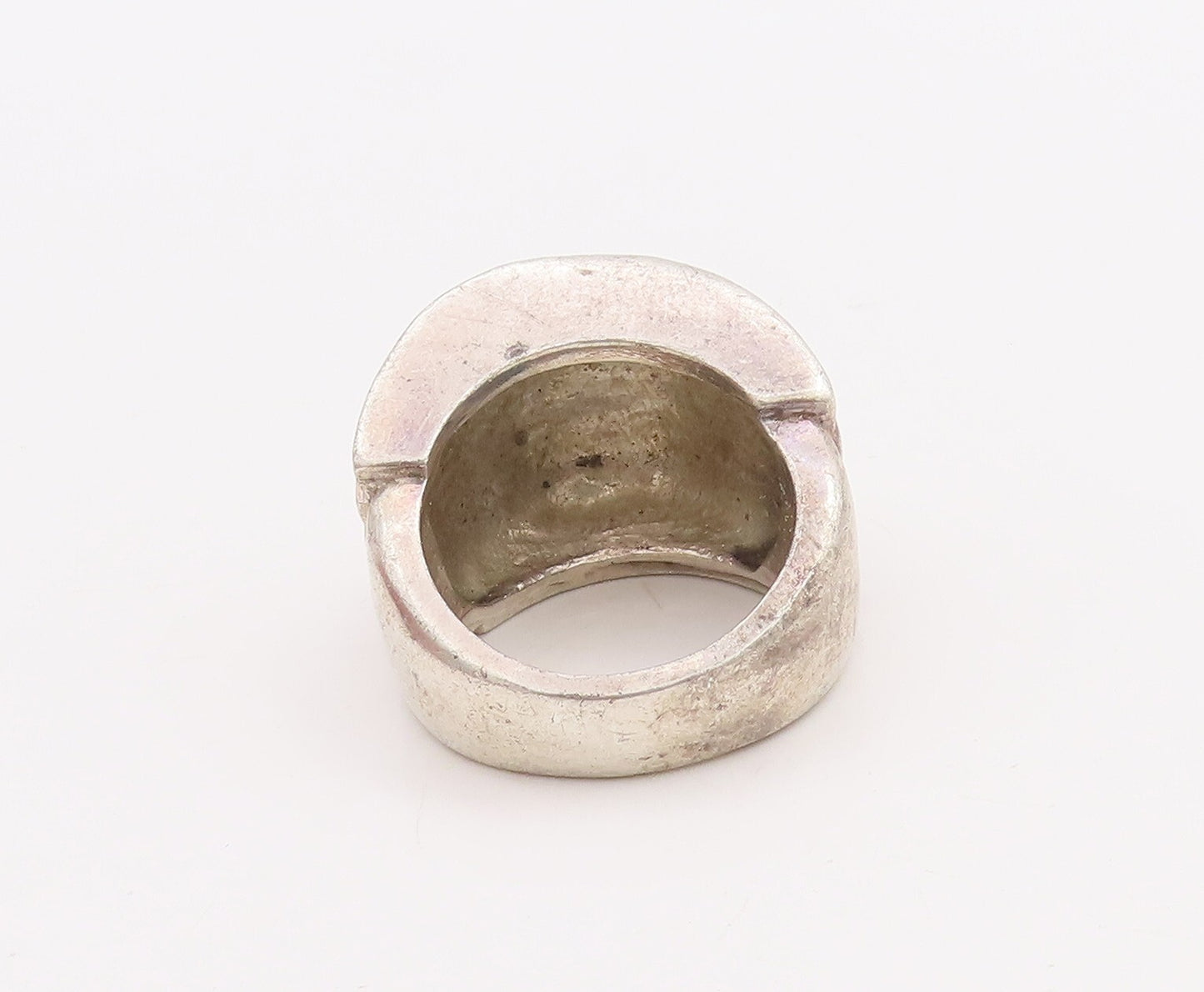 925 Sterling Silver Vintage Ring Solid Large Carved Dome  Sz 7.5  RG28905