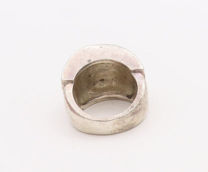 925 Sterling Silver Vintage Ring Solid Large Carved Dome  Sz 7.5  RG28905