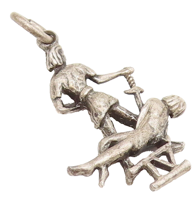 925 Sterling Silver Vintage Pendant Carved Religious Sixth Commandment  PT22467