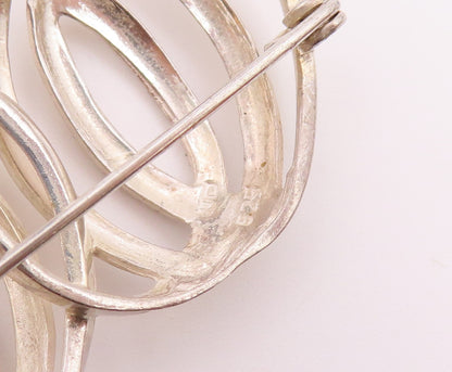 925 Sterling Silver  Vintage Overlapping Hammered Spheres Brooch Pin  BP9761