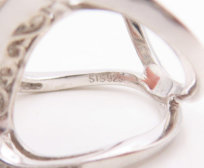 925 Sterling Silver Vintage Ring Real Diamonds & Topaz Band  Sz 5.5  RG34864