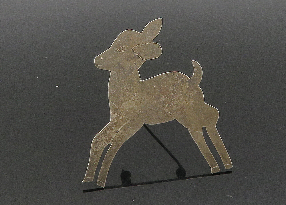 925 Sterling Silver  Vintage Antique Baby Deer Dark Tone Brooch Pin  BP8181