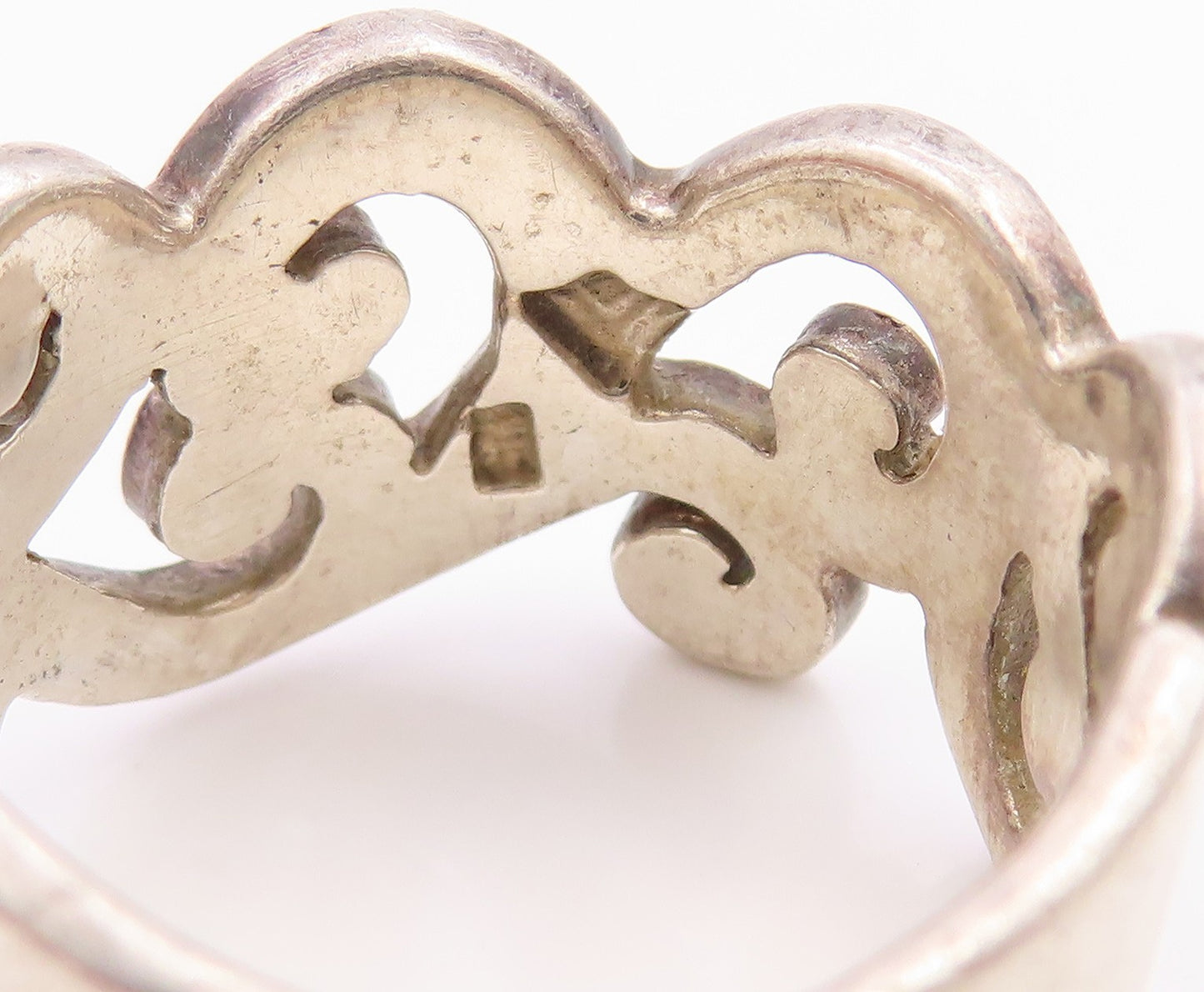 925 Sterling Silver Vintage Ring Modernist Open Scrollwork Band  Sz 9  RG36100