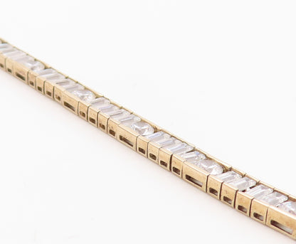 925 Sterling Silver Vintage Bracelet Gold Plated CZ Tennis Bracelet  BT10802