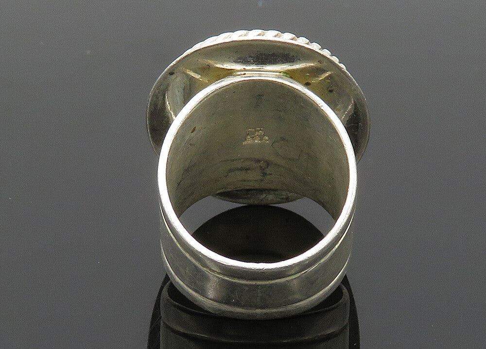 DTR JAY KING 925 Silver  Vintage Cabochon Amber Cocktail Ring Sz 6  RG20301