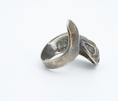 RUSSIAN 925 Sterling Silver  Vintage Dark Tone Bypass Band Ring Sz 7.5  RG8567