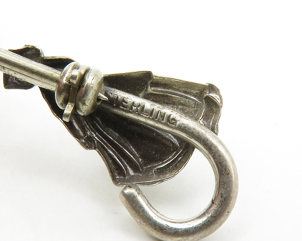 925 Sterling Silver  Vintage Shiny Woman & Swirl Umbrella Brooch Pin  BP5200
