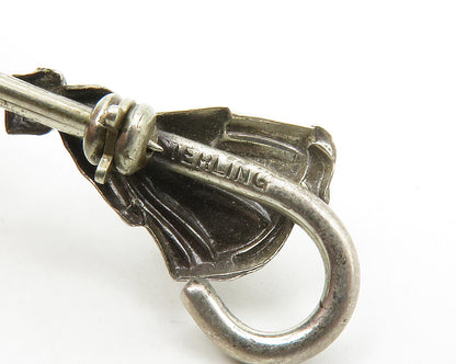 925 Sterling Silver  Vintage Shiny Woman & Swirl Umbrella Brooch Pin  BP5200